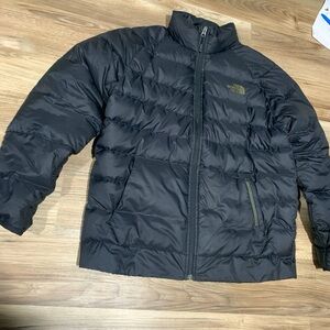 North Face black and army green puffer jacket